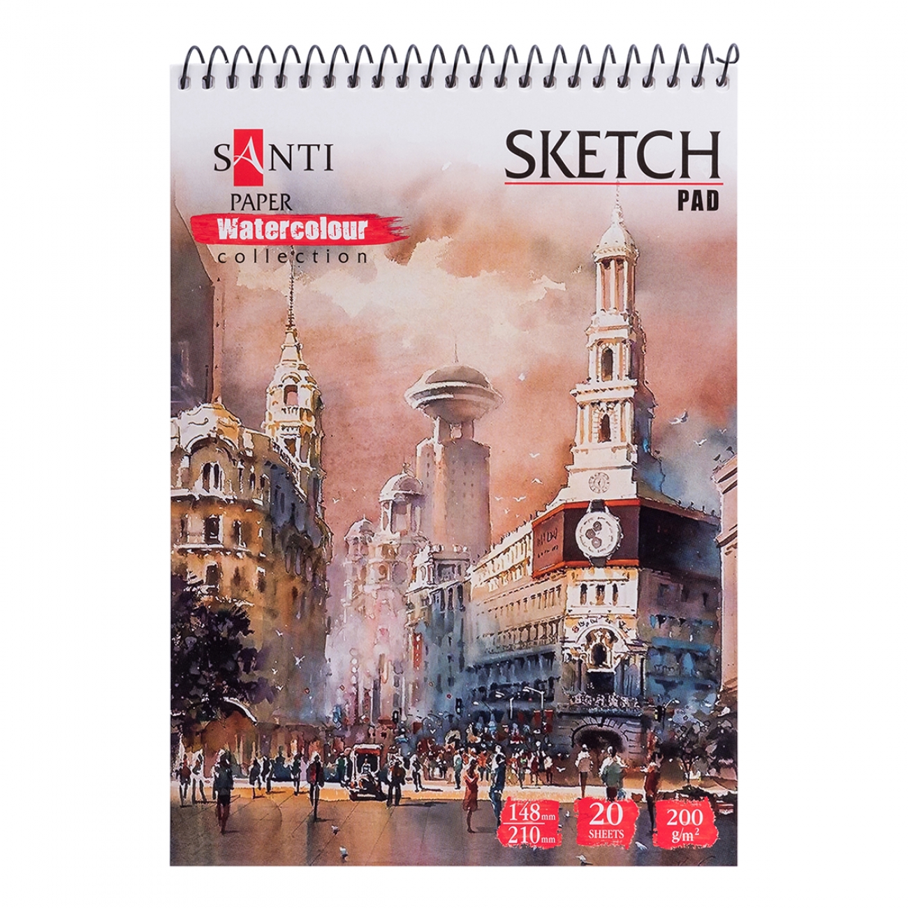 Альбом для акварелі Watercolour Collection "Travelling", спіраль, A5, 200 г/м2, 20 л, Santi