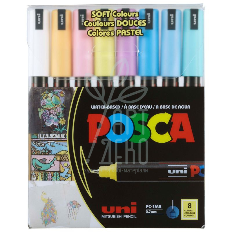 Набір маркерів акрилових Posca Soft Color, 0,7 мм, 8 шт, Uni