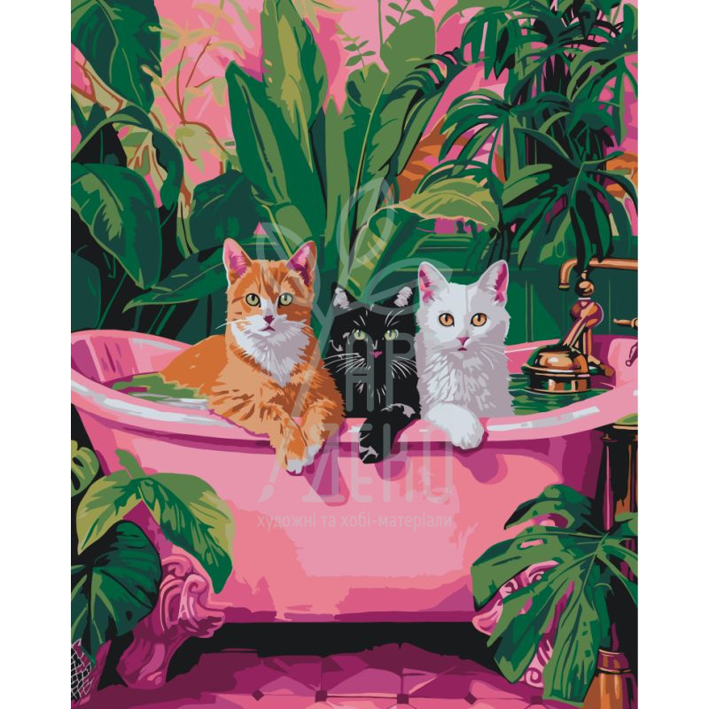 Набір для розпису за номерами "Коти у ванні", 40х50 см, Art Craft