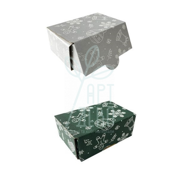 Коробка подарункова, гофрокартон "Новорічний візерунок", 12х8,4х5,3 см, Україна