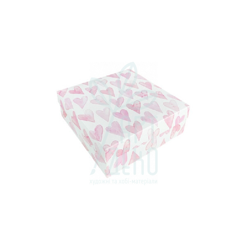 Коробка подарункова "Рожеві серця", 18х18х6 см, Україна