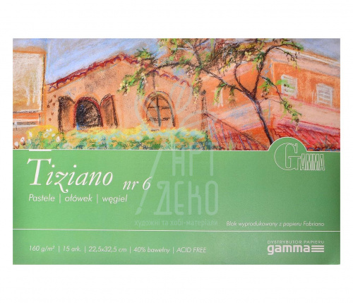 Склейка для пастелі Tiziano Nr.6, папір Fabriano, 5 кольорів, 22,5х32,5 см, 160 г/м2, 15 л., Польща