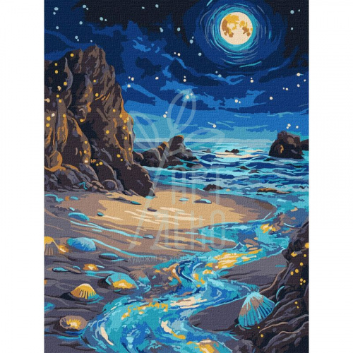 Набір для розпису за номерами "Сяючий берег", металiк extra, 30х40 см, Ідейка