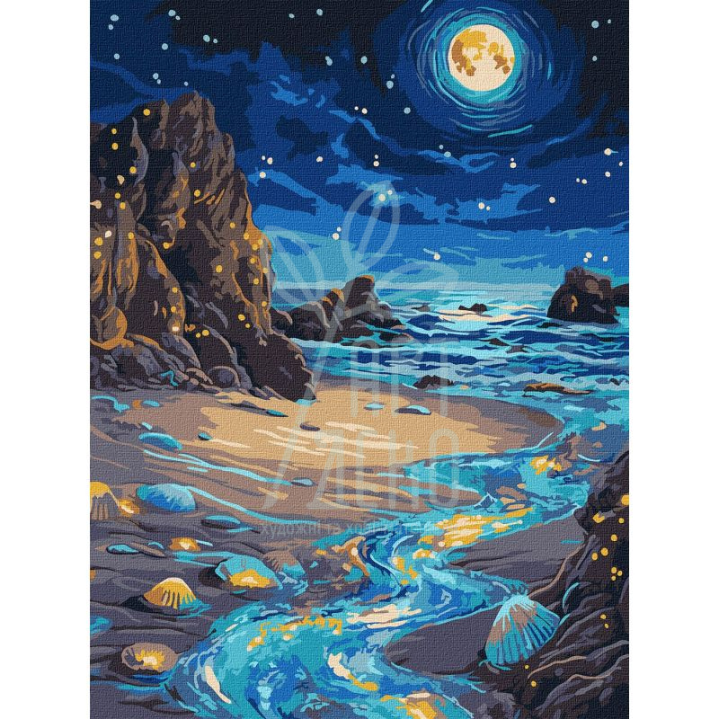 Набір для розпису за номерами "Сяючий берег", металiк extra, 30х40 см, Ідейка