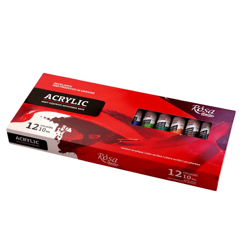 Набір акрилових фарб Studio, 12x10 мл, ROSA