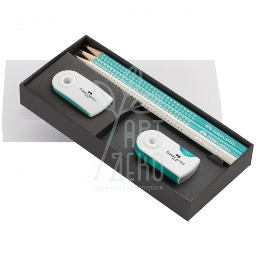 Набір олівців графітних GRIP Sparkle, 2 блакитні/білий, 3 шт, Faber-Castell