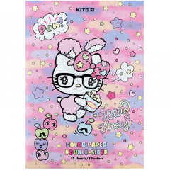 Набір паперу кольорового Hello Kitty, двосторонній, А4 (21х29,7 см), 15 л., Kite