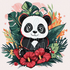 Набір для розпису за номерами "Панда в тропіках", 30х30 см, Ідейка