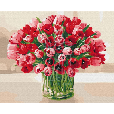 Набір для розпису за номерами "Букет тюльпанів для коханої", 40х50 см, Brushme