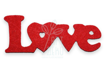 Набір декору з фетру "LOVE", червоний, 7 см, 3 шт., Україна