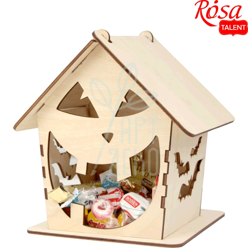 Заготовка "Хатинка для солодощів", фанера, 15х15х18 см, ROSA TALENT