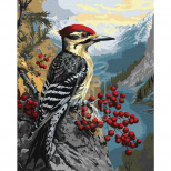 Набір для розпису за номерами "Дятел на калині", 40х50 см, Ідейка