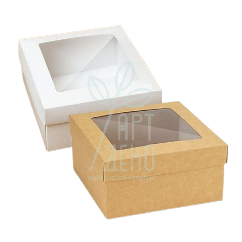 Коробка подарункова з віконцем "Подарункова", 14х14х7 см, Україна