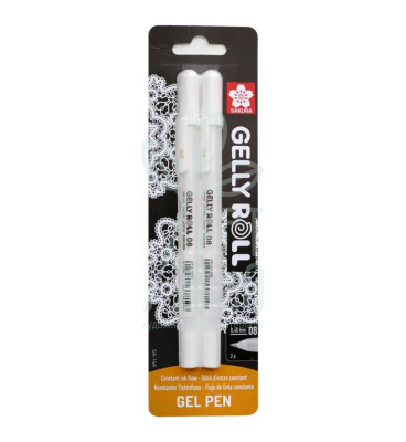 Набір гелевих ручок Gelly Roll Basic 08 Medium, Білі, 2 шт., у блістері, Sakura