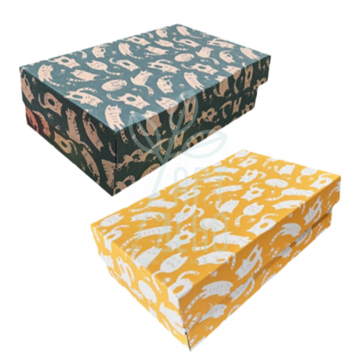 Коробка подарункова, гофрокартон "Котики", 29,5х18,1х9,1 см, Україна