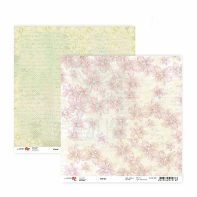 Папір для скрапбукінгу, двосторонній "Flora" 1, 30,5х30,5 см, 180 г/м2, ROSA Talent