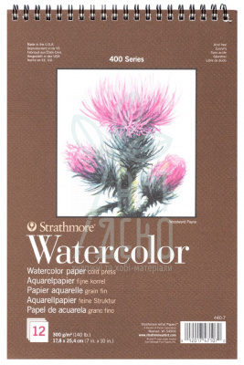 Альбом для акварелі 400 Series Watercolor, спіраль, 300 г/м2, 12 л., Strathmore