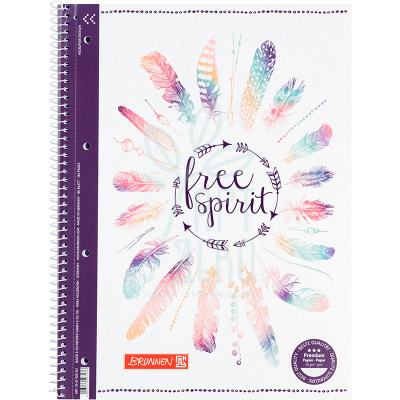 Коледж-блок "Premium Free spirit", спіраль, А4, клітинка, 90 г/м2, 80 л., Brunnen