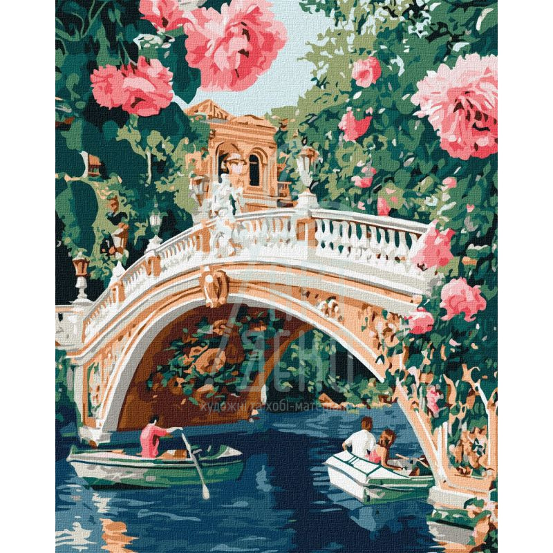 Набір для розпису за номерами "Міст та квіти", 40х50 см, Ідейка