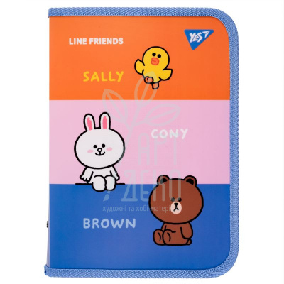 Папка для зошитів пластикова на блискавці Line Friends, В5 (17,6х25,0 см), Yes Папка для зошитів пластикова на блискавці Line Friends, В5 (17,6х25,0 см), Yes