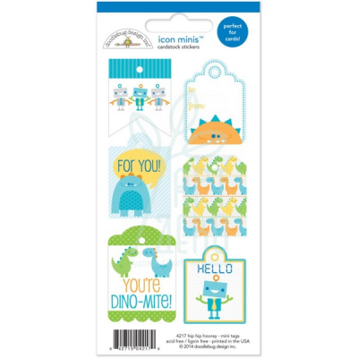 Лист наклейок Hip Hip Hooray Mini Tags Cardstock, Doodlebug