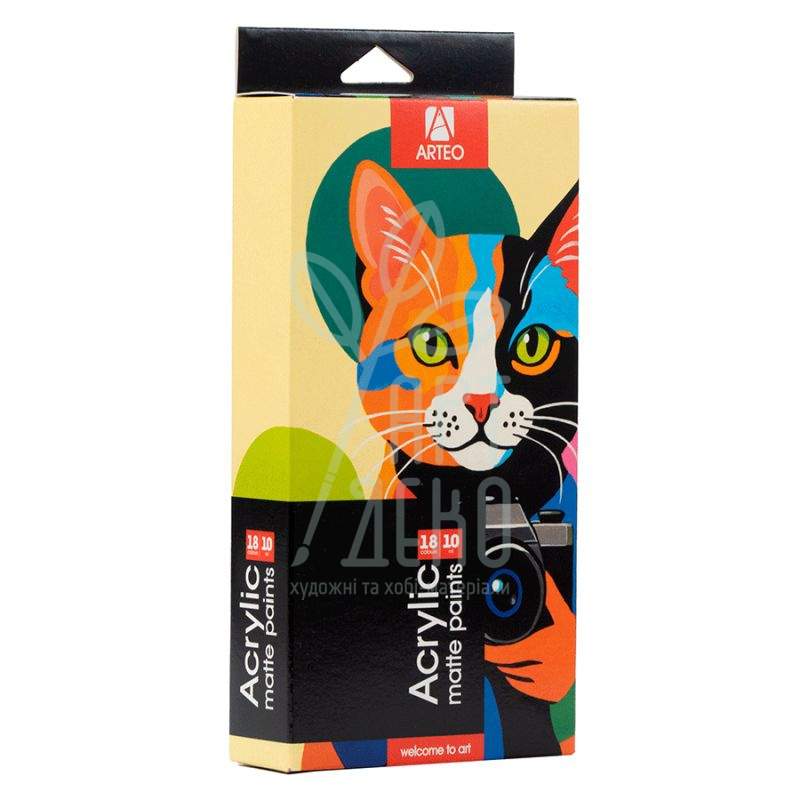 Набір акрилових фарб Color Сat, матові, 18x10 мл, Arteo