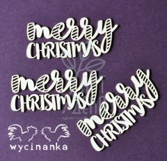 Чипборд - напис "Merry christmas" візерунок 2, 3 шт., Wycinanka