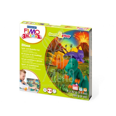 Набір полімерної глини Fimo Kids "Діно", 4 кол. х 42 г, Fimo