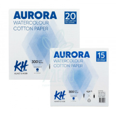 Склейка для акварелі Aurora Watercolour CP, 100% бавовна, 300 г/м2, 15 л., KUNST & HOBI Склейка для акварелі Aurora Watercolour CP, 100% бавовна, 300 г/м2, 15 л., KUNST & HOBI