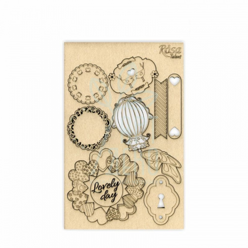 Набір чипбордів для скрапбукінгу "Floral Poem 4", картон, 12,8х20 см, ROSA Talent