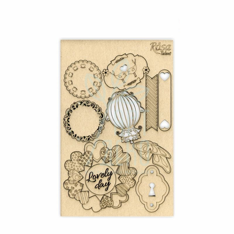 Набір чипбордів для скрапбукінгу "Floral Poem 4", картон, 12,8х20 см, ROSA Talent