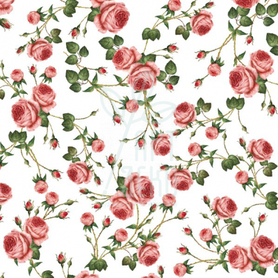 Серветка для декупажу "Трояндочки на білому", 33х33 см, POL-MAK