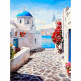 Полотно на картоні з контуром "о. Санторіні", 30х40 см, бавовна, акрил, ROSA Start