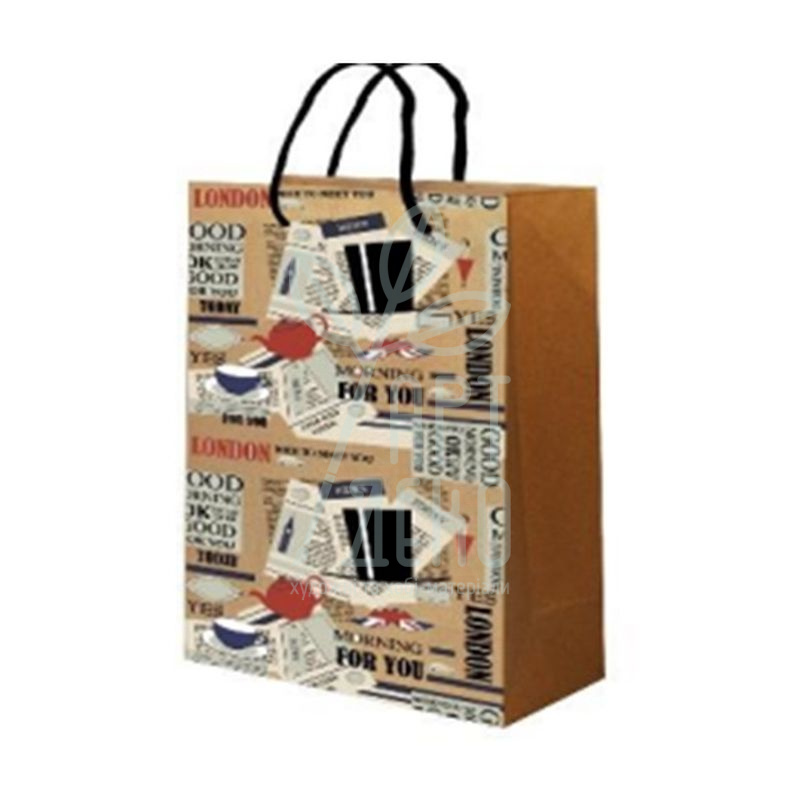 Пакет подарунковий з крафт-паперу "Джентельмен", 33х23х11 см, Україна