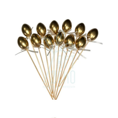 Яйце пластикове, 6 см, на паличці 12 см, золото/срібло