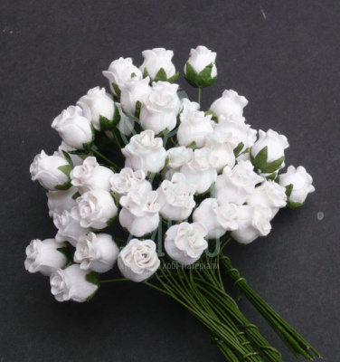 Квіти паперові Бутон шипшини, білі, 0,8 см, 10 шт., Тайланд