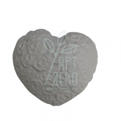 Гіпсова фігурка Серце в трояндах, 8х7,5 см, Україна