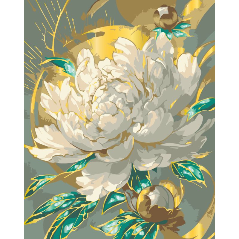 Набір для розпису за номерами "Сяюча півонія", металік, 40х50 см, ArtCraft