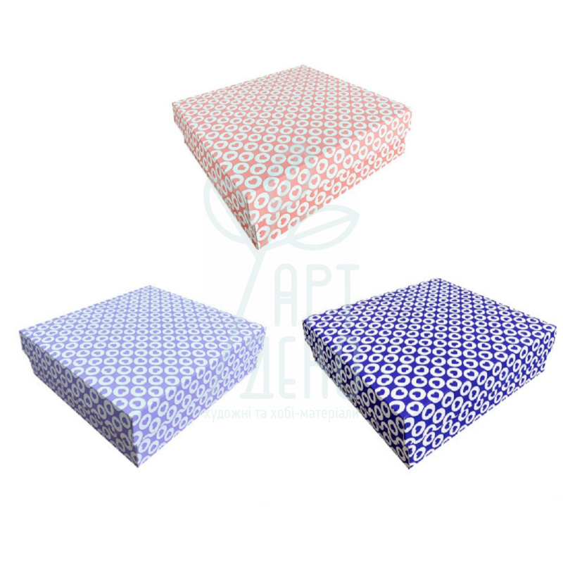 Коробка подарункова, гофрокартон "Серця в колі", 33х33х10 см, Україна