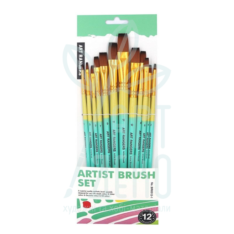 Набір пензлів Нейлон плоскі (№1-12), 12 шт, Art Rangers