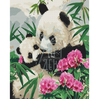 Набір для розпису за номерами "Мама панда з дитинчам",  40х50 см, Україна