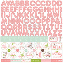 Лист наклейок - алфавіт 30х30 см Bundle of Joy Girl Alpha Stickers, Echo Park