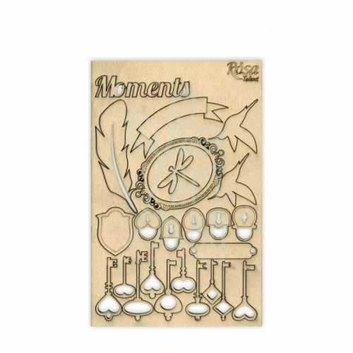 Набір чипбордів для скрапбукінгу "Floral Poem 2", картон, 12,8х20 см, ROSA Talent