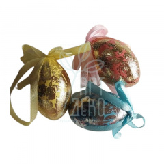 Яйце пластикове з підвісом "Декупаж фольгою", 6 см, кольори в асортименті