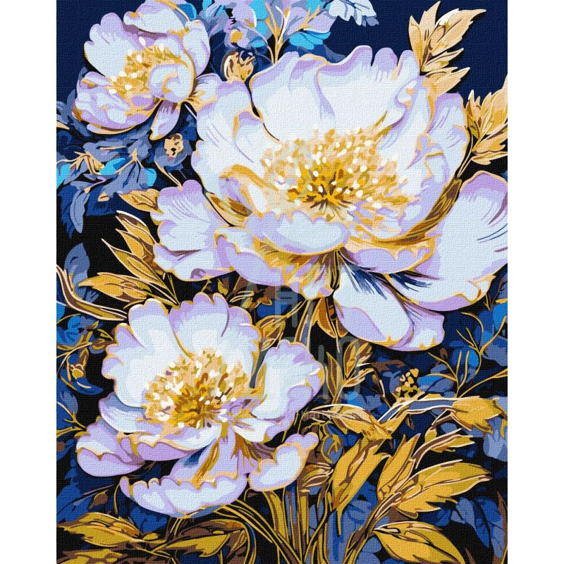 Набір для розпису за номерами "Елегантні квіти", металік, 40х50 см, Ідейка