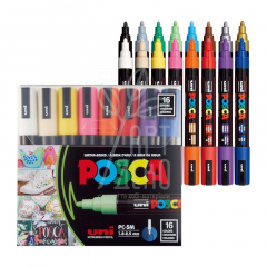 Набір маркерів акрилових Posca PC-5M, 1,8-2,5 мм, 16 шт, Uni 