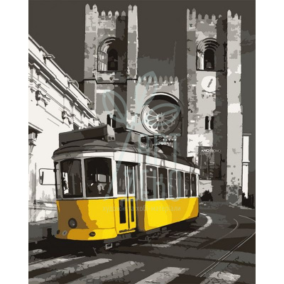 Набір для розпису за номерами "Жовтий трамвай", 40х50 см, Santi