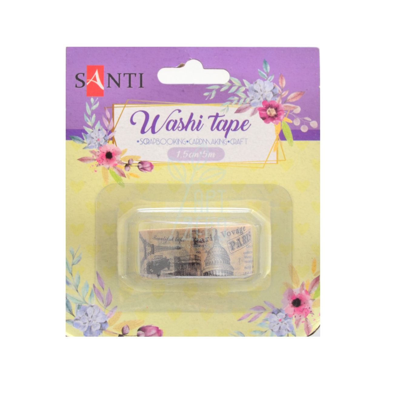 Стрічка паперова самоклеюча "Романтичний Париж", 1,5 см х 5 м, Santi