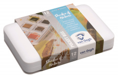 Набір акварельних фарб Van Gogh Pocket box Shades of nature, кювети+пензлик, 12 кол., Royal Talens Набір акварельних фарб Van Gogh Pocket box Shades of nature, кювети+пензлик, 12 кол., Royal Talens