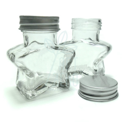 Пляшечка-зірка скляна, з алюмінієвою кришкою, Ø 3,4 см, висота 7,3 см, Regina